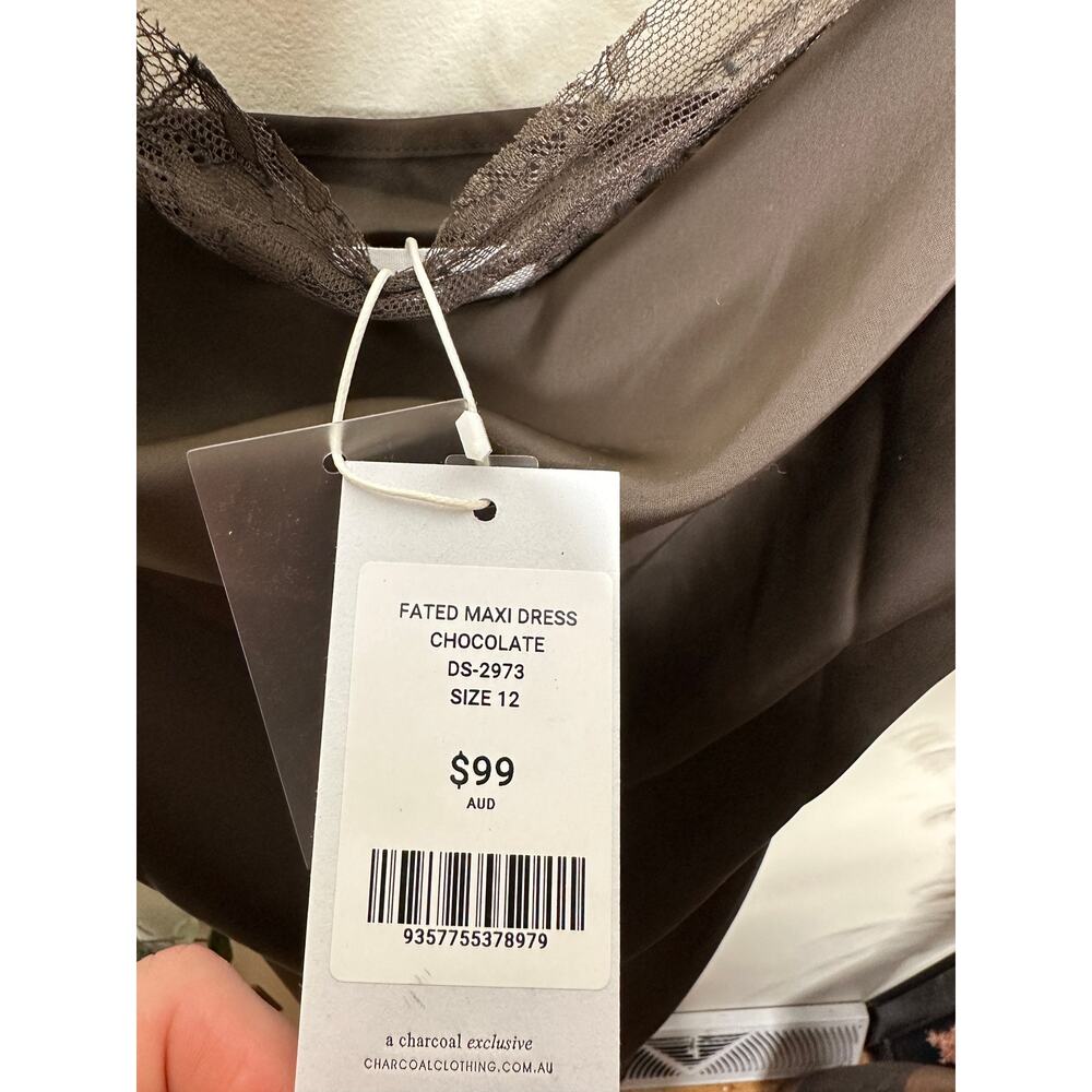 CHARCOAL Fated Maxi Satin Slip Dress Chocolate Brown Sz AU 12/US 8 NWT $98 {Y27} - Picture 5 of 5